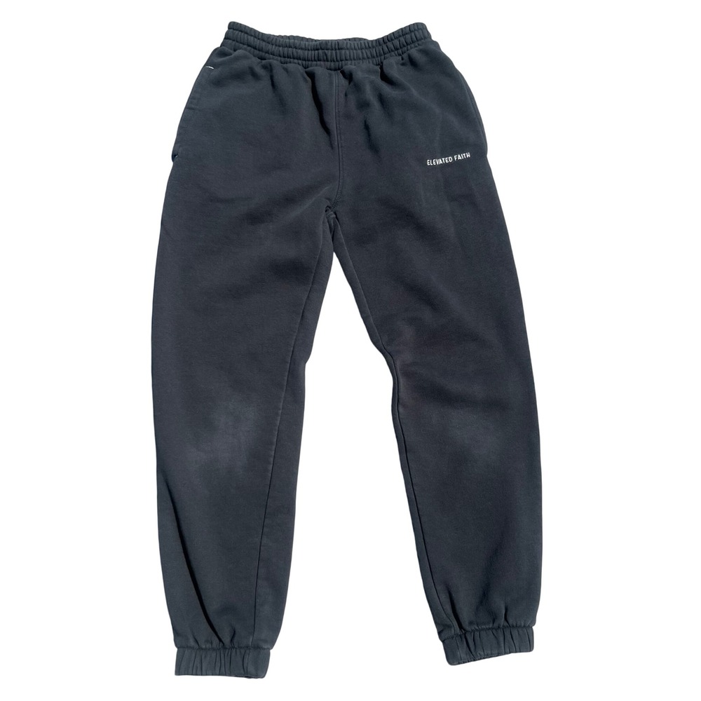 Elevated Faith Womens Jogger Sweatpants Washed Black Charcoal Fleece Lined Small